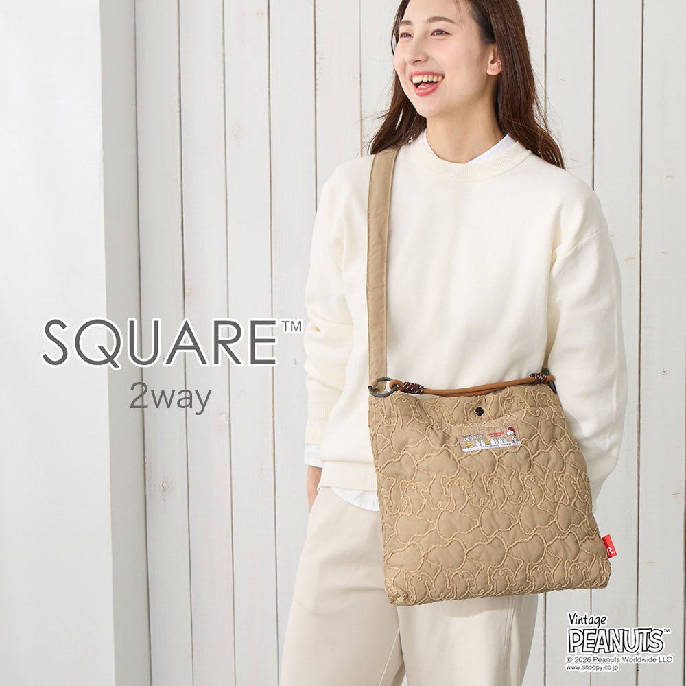 ROOTOTE / PEANUTS スヌーピー スクエア キルティング2WAYトートバッグ