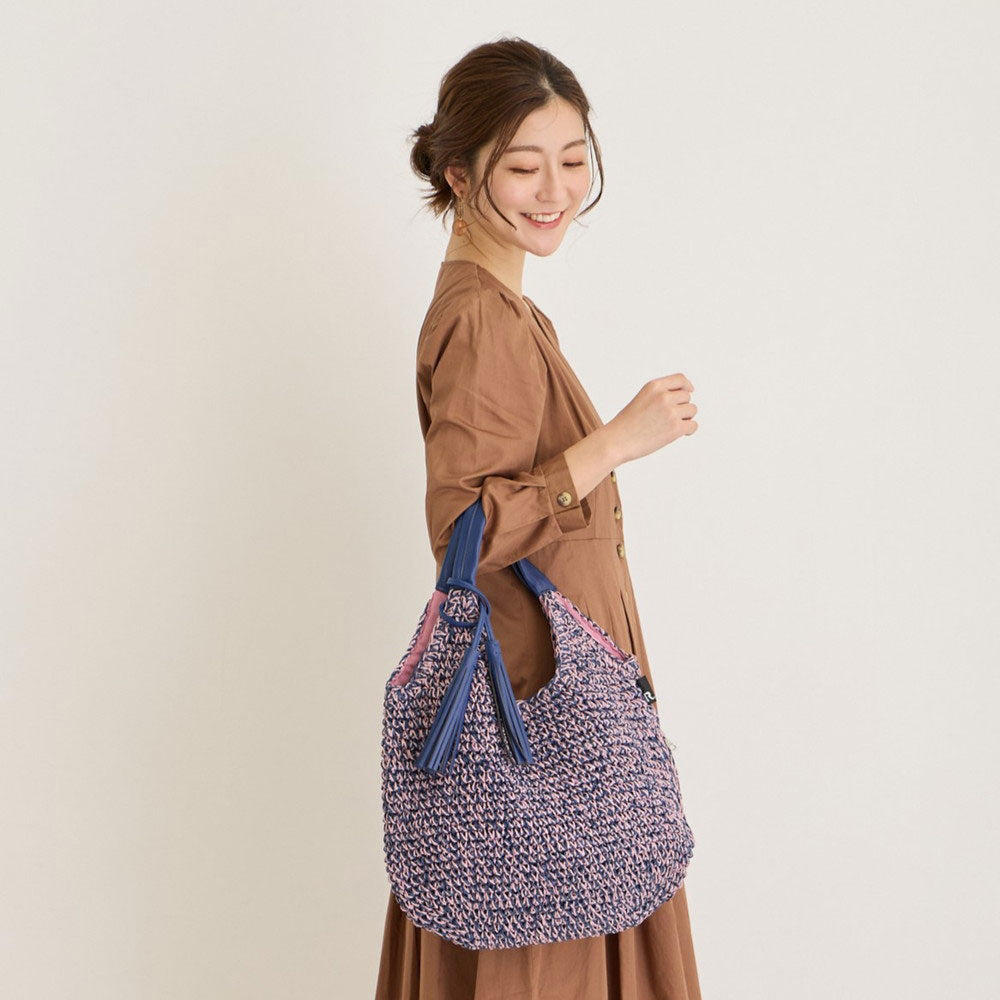 LUDROW ラドロー ヌメ革×ラフィア バケツ型バスケット LT.ラウンド