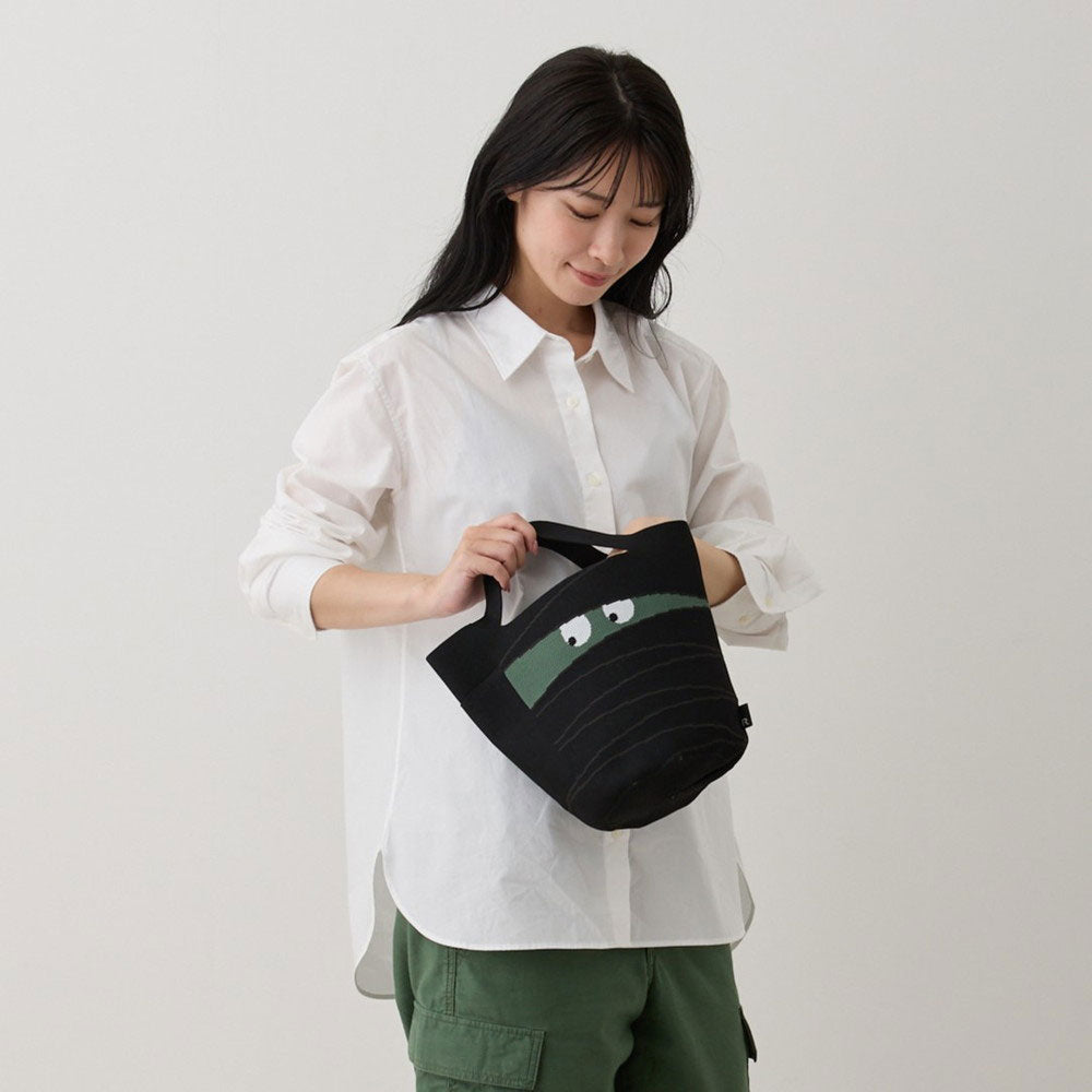 moai  コーデュラ  3way  ラウンドトートバッグ  ハンドメイド JNS1036)エシカルレザー & エココーデュラ コンビ トートバッグ