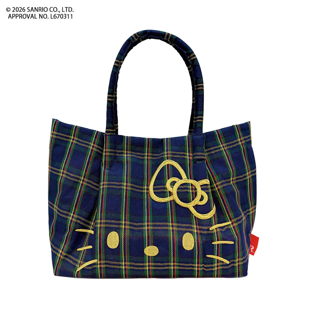 ハローキティ トートバッグ チェック柄 A5 軽量 自立 刺繍 IP.デリ